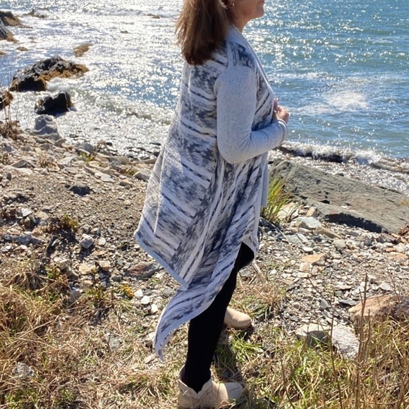 Lucky Brand open cardigan with waterfall front, in 💯 cotton - Picture 1 of 15